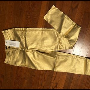 PrettyLittleThing Metallic Gold Pants